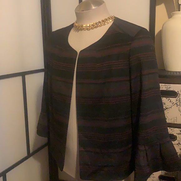 NINE WEST Women's Stripe Blazer Sz 10 (Defect for a repair guru 😊) - Picture 3 of 13